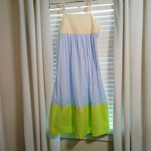 Tory Burch Maxi Dress in Cream, Blue, and Green - Picture 1 of 7